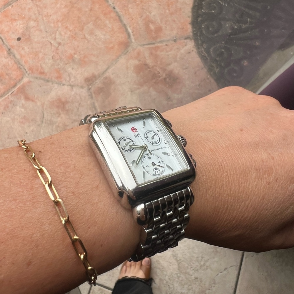 Michele Silver Deco Chronograph Watch - Picture 7 of 9